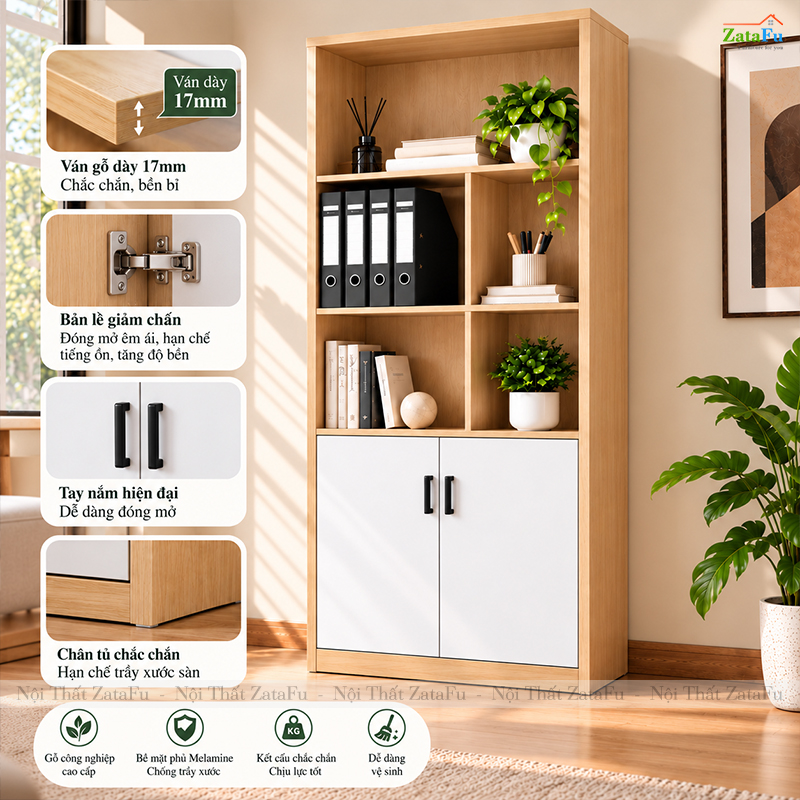 Tủ Trang Trí Tủ Đựng Tài Liệu Hiện Đại Để Phòng Làm Việc Nhiều Ngăn Chứa TUTT-72 ZataFu