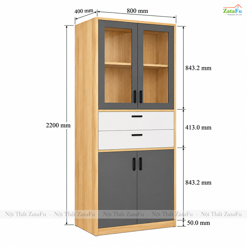 Tủ Trang Trí Tủ Đựng Tài Liệu Hiện Đại Có Kính Để Phòng Làm Việc Nhiều Ngăn TUTT-73 ZataFu