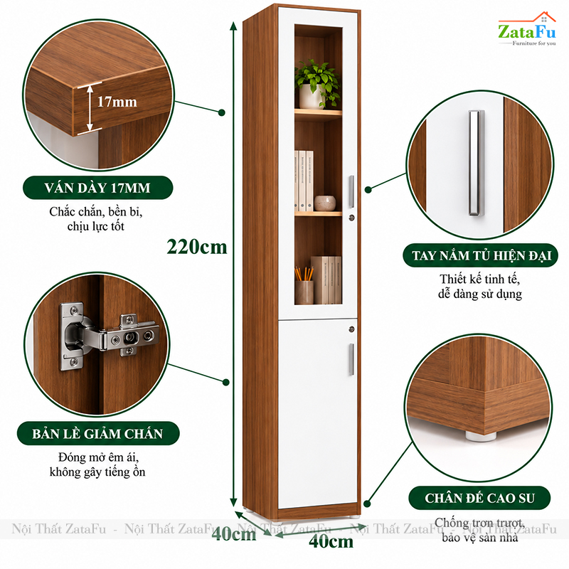Tủ Trang Trí Tủ Đựng Tài Liệu Hiện Đại Có Kính Tích Hợp Ổ Khóa Để Phòng Làm Việc TUTT-75 ZataFu