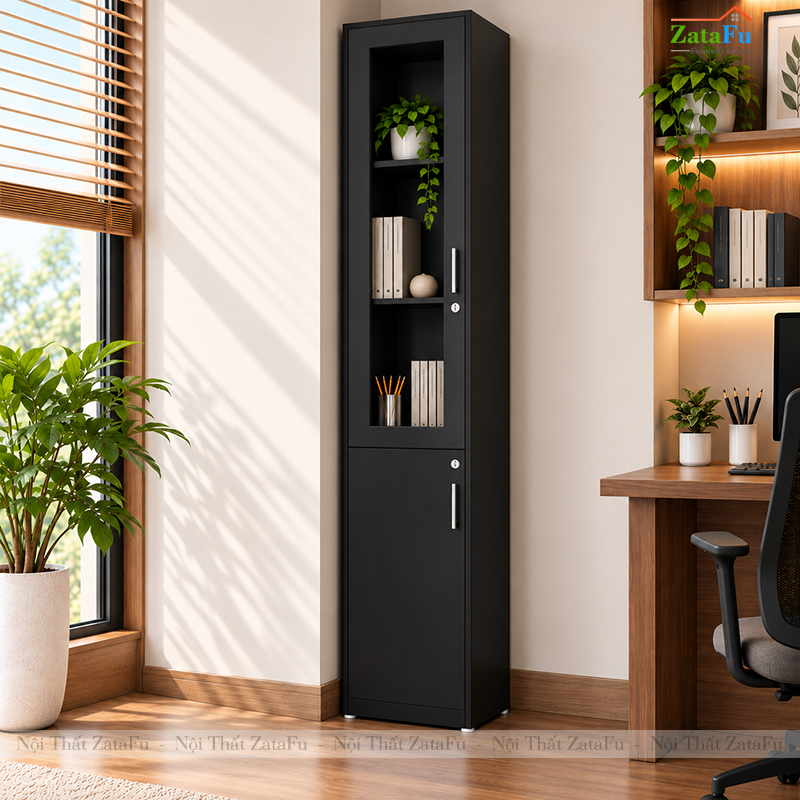 Tủ Trang Trí Tủ Đựng Tài Liệu Hiện Đại Có Kính Tích Hợp Ổ Khóa Để Phòng Làm Việc TUTT-75 ZataFu