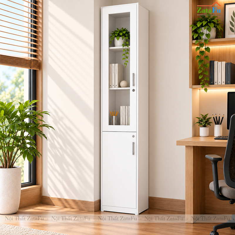Tủ Trang Trí Tủ Đựng Tài Liệu Hiện Đại Có Kính Tích Hợp Ổ Khóa Để Phòng Làm Việc TUTT-75 ZataFu