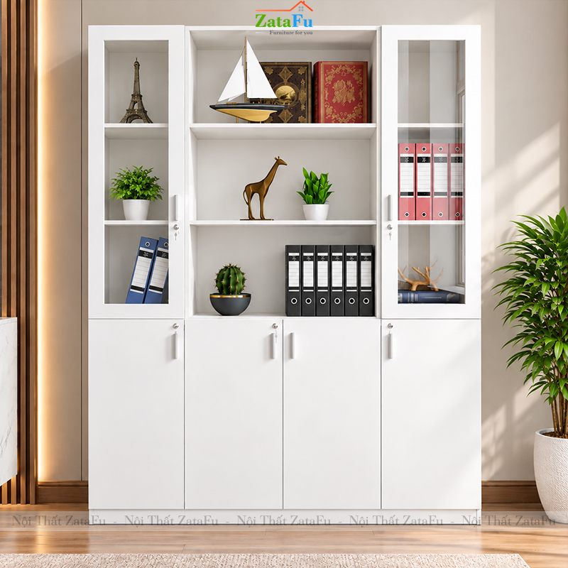 Tủ Trang Trí Tủ Đựng Tài Liệu Có Kính Hiện Đại Kích Thước Lớn Có Khóa TUTT-76 ZataFu