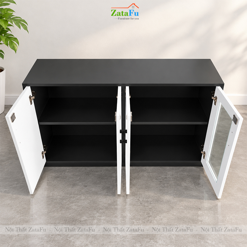 Tủ Trang Trí Tủ Đựng Tài Liệu Hiện Đại Có Kính Gỗ MDF Dày 17mm Tích Hợp Ổ Khóa TUTT-78 ZataFu