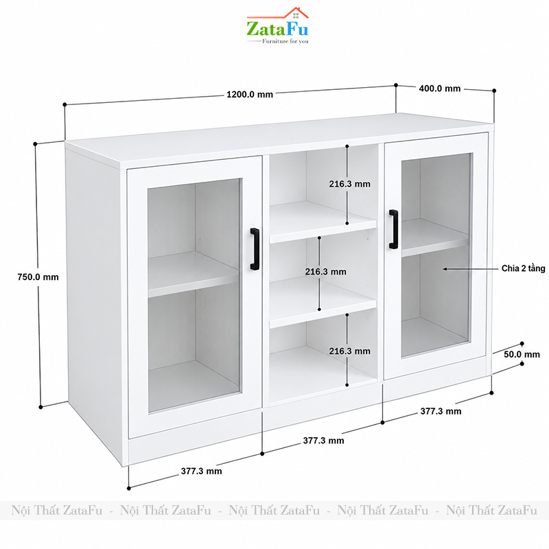 Tủ Trang Trí Tủ Đựng Tài Liệu Có Kính Hiện Đại Nhiều Ngăn Gỗ MDF Dày 17mm TUTT-79 ZataFu