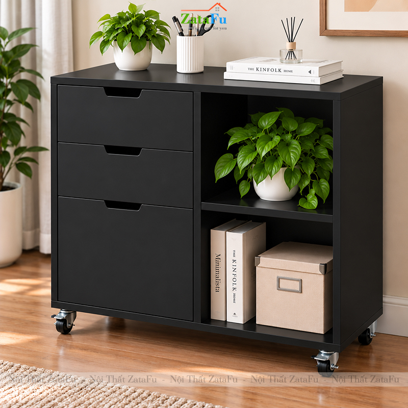 Tủ Trang Trí Tủ Đựng Tài Liệu Hiện Đại Tích Hợp Bánh Xe Linh Hoạt TUTT-82 ZataFu
