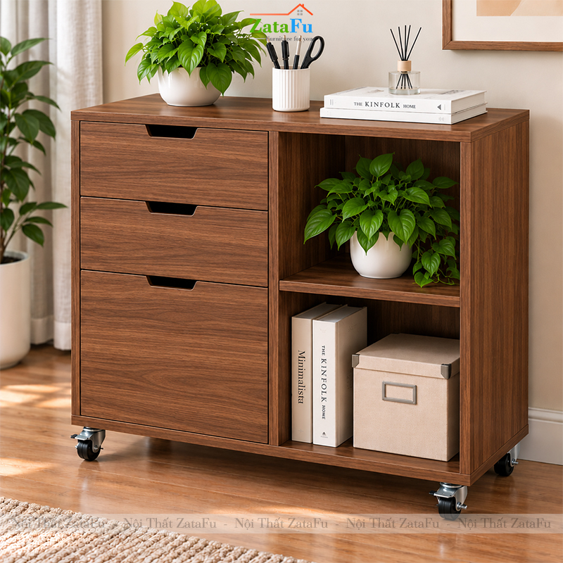 Tủ Trang Trí Tủ Đựng Tài Liệu Hiện Đại Tích Hợp Bánh Xe Linh Hoạt TUTT-82 ZataFu
