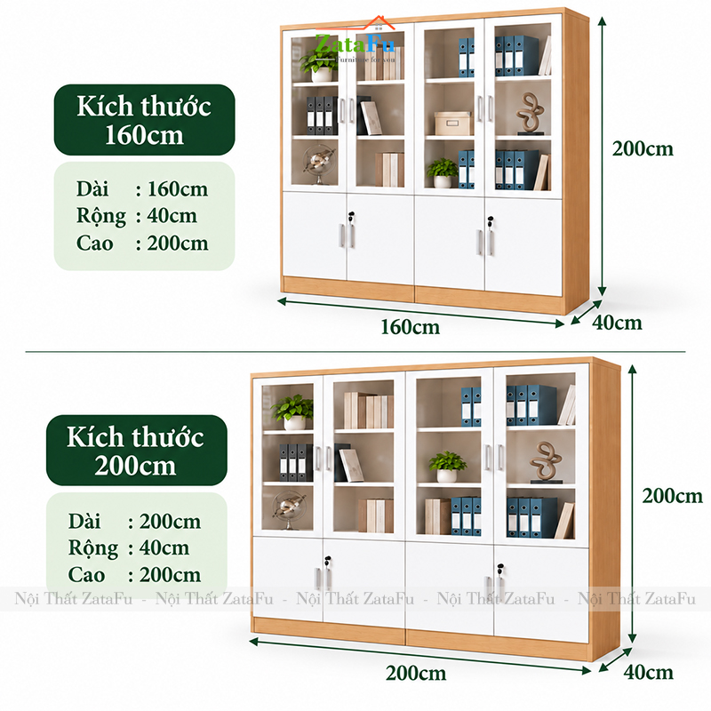 Tủ Trang Trí Tủ Đựng Tài Liệu Kích Thước Lớn Thiết Kế Hiện Đại Có Kính Và Ổ Khóa TUTT-83 ZataFu