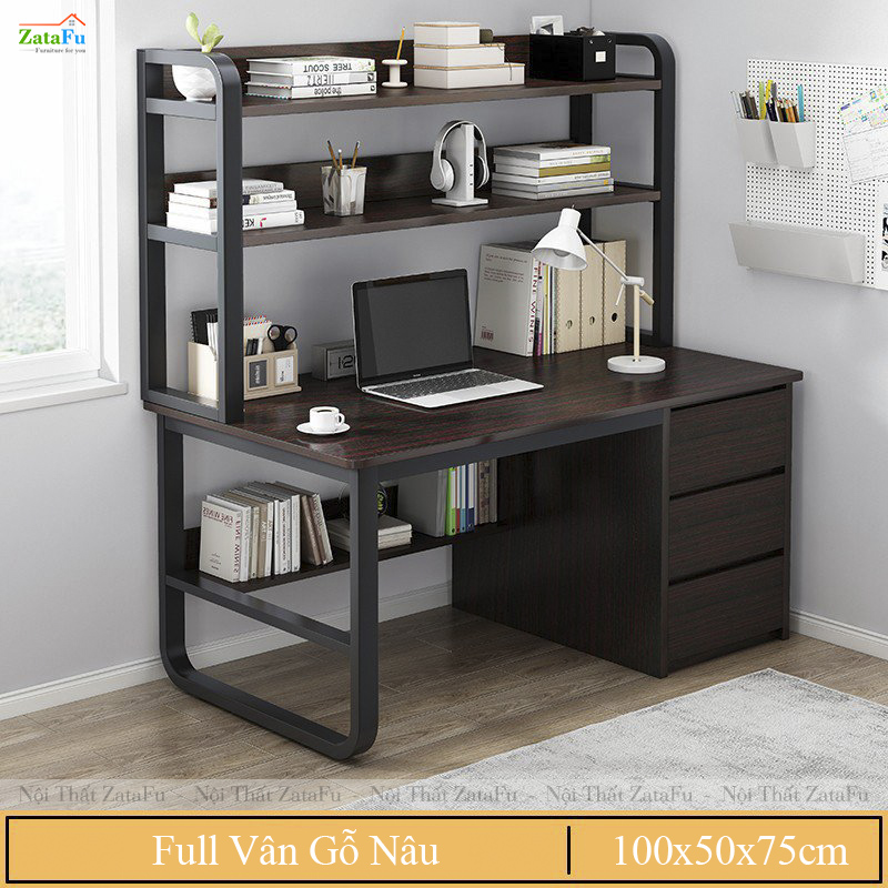 Bàn Học Bàn Làm Việc Gỗ MDF Kết Hợp Khung Sắt Sơn Tĩnh Điện BLV-153 ZataFu