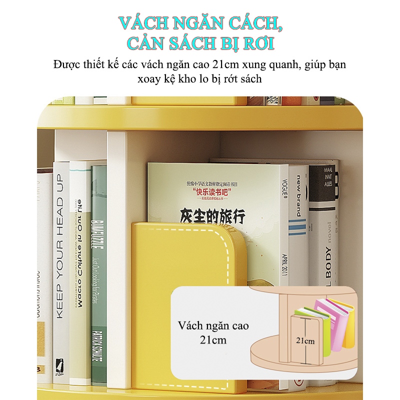 Kệ Đựng Sách Xoay 360 Độ Kệ Gỗ Trang Trí Xoay Cho Bé KTT-135 ZataFu