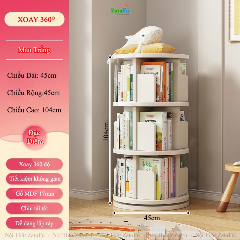 Kệ Đựng Sách Xoay 360 Độ Kệ Gỗ Trang Trí Xoay Cho Bé KTT-135 ZataFu