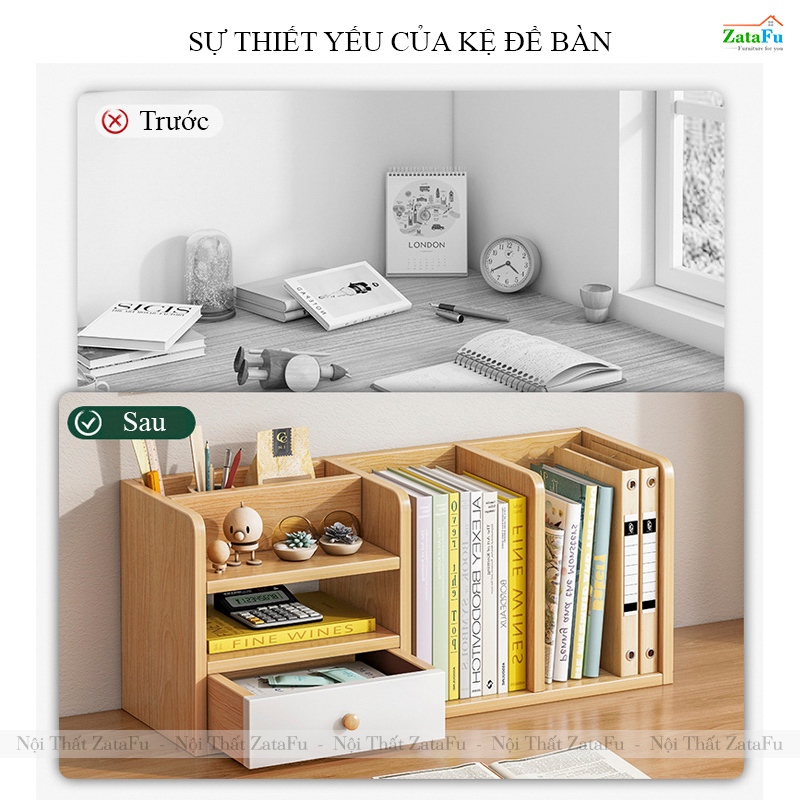 Kệ Sách Để Bàn, Kệ Đựng Đồ Hồ Sơ Tài Liệu Đa Năng KTT-136 ZataFu