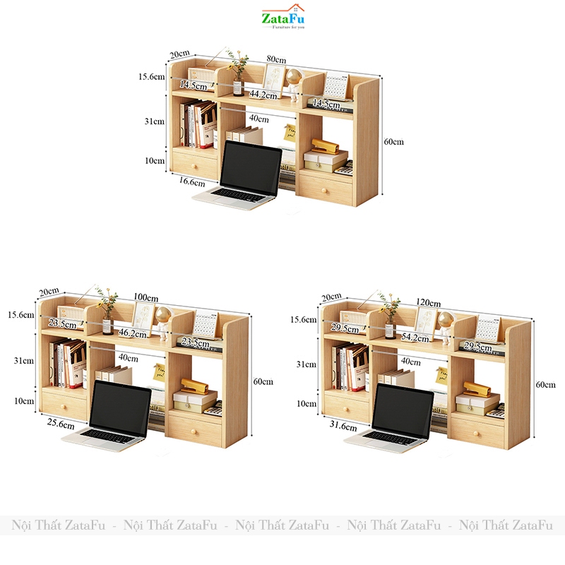 Kệ Sách Để Bàn Học Bàn Làm Việc Hiện Đại Nhiều Ngăn KTT-137 ZataFu