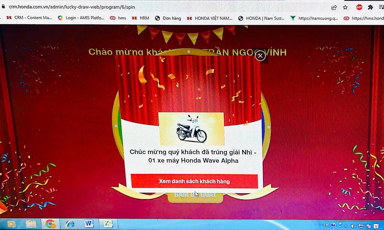 🧧Chúc mừng Khách hàng: TRẦN NGỌC VỈNH