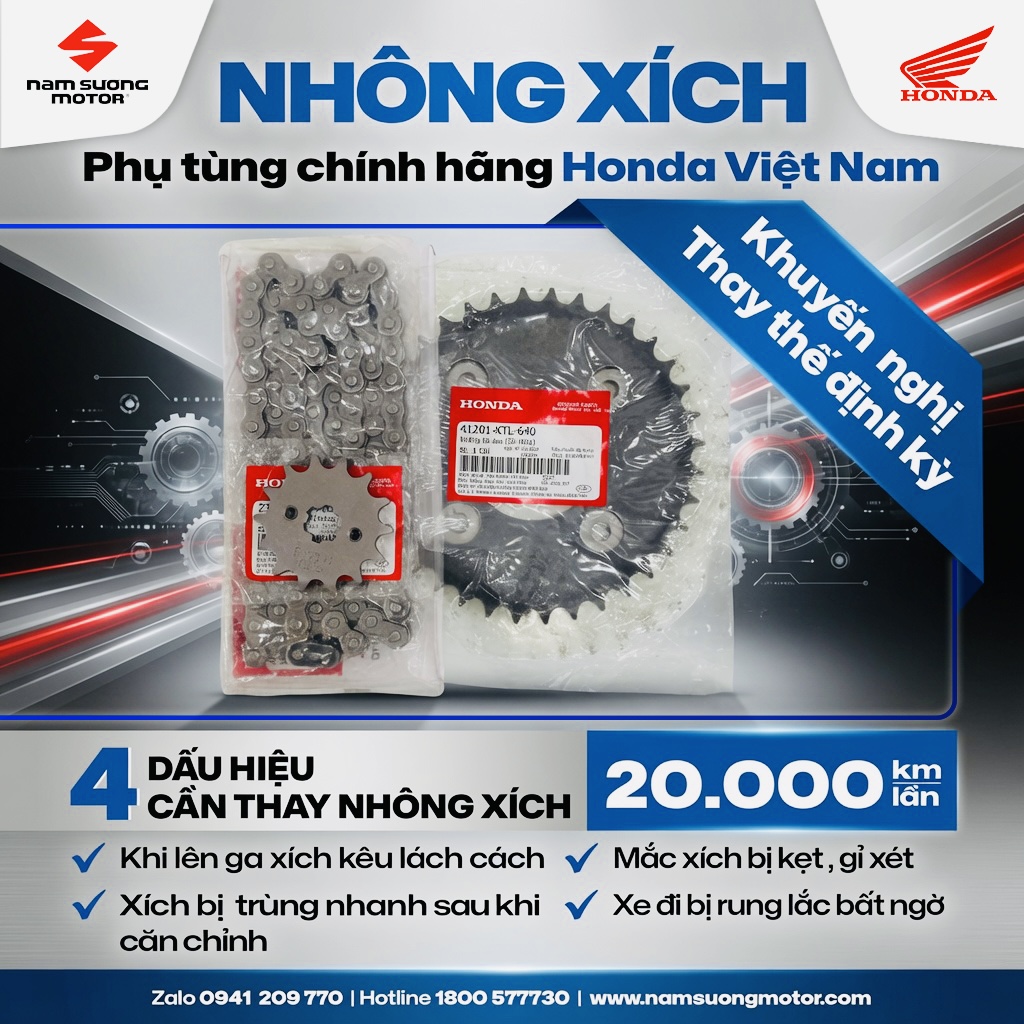 ⚠️ Xe chạy phát ra tiếng “lách cách”? Rất có thể nhong xích đã xuống cấp!