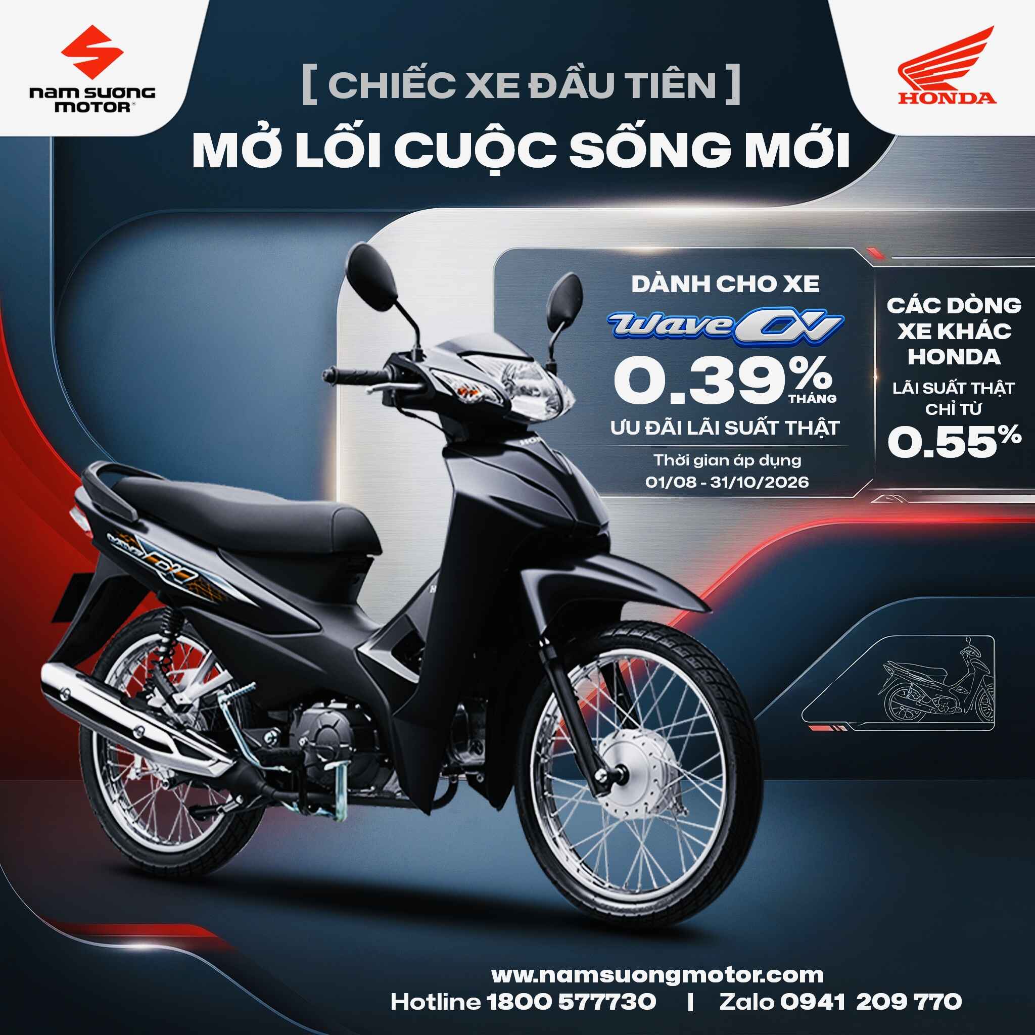 🎓 Nhân dịp mùa tựu trường sắp đến - Để các bạn Học sinh/Sinh viên có một chiếc xe đi học đỡ vất vả. Nam Sương Motor có ngay Gói mua xe góp chỉ cần trả trước 1,7ᵀᴿ khi mua dòng xe Wave Alpha!