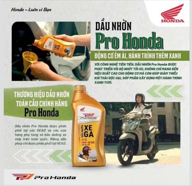 DẦU NHỚT PRO HONDA - BẢO VỆ ĐỘNG CƠ, TỐI ƯU CÔNG SUẤT