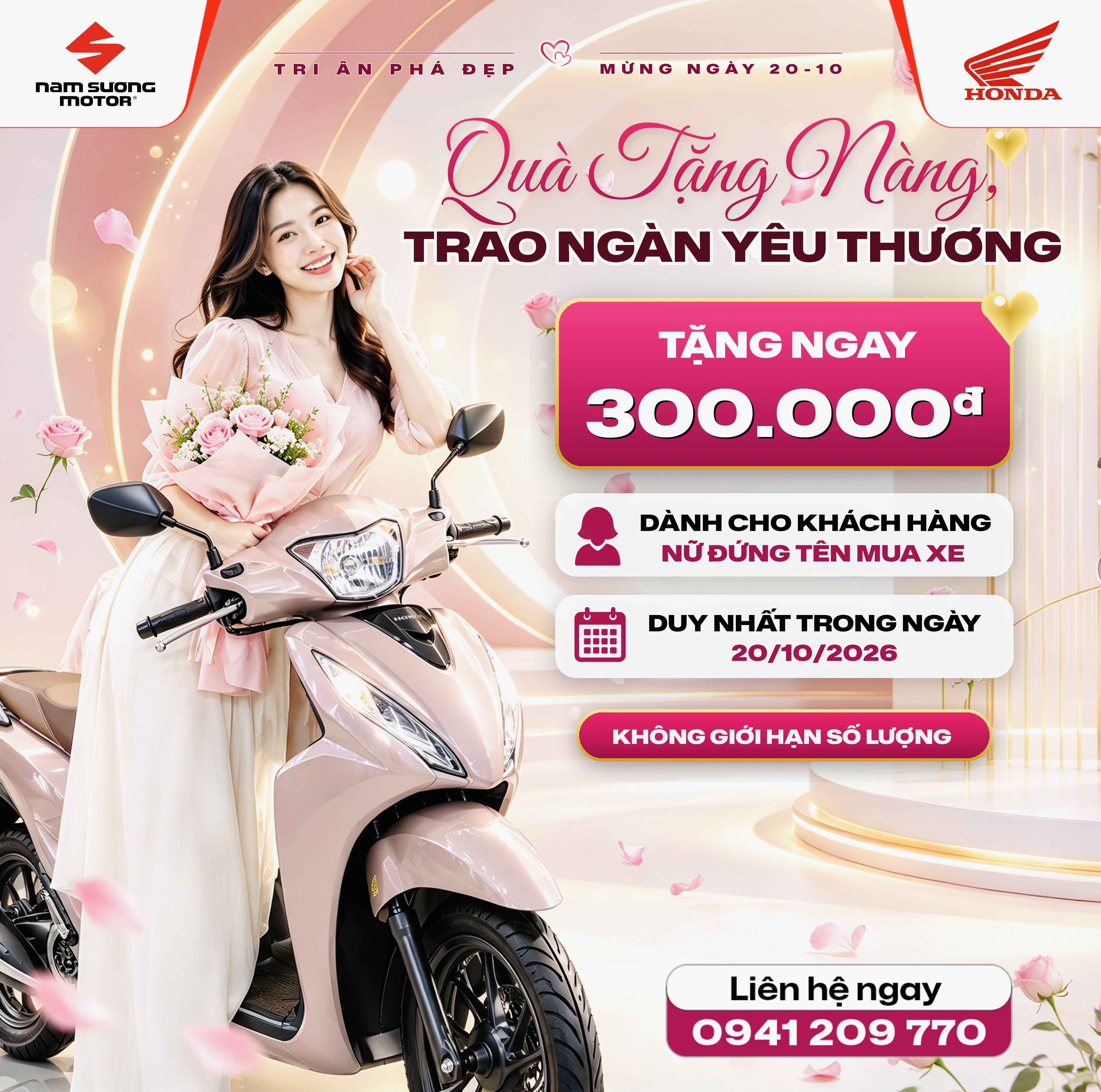💐 NGÀY 20/10 TÔN VINH PHÁI ĐẸP – TRI ÂN KHÁCH NỮ MUA XE TẠI NAM SƯƠNG MOTOR!