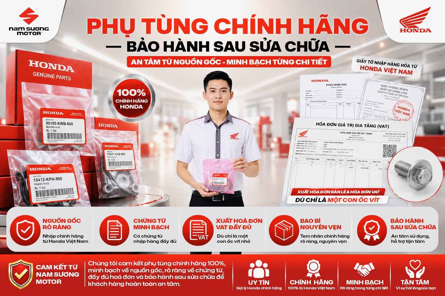 🔥 An tâm từ chi tiết nhỏ nhất với phụ tùng chính hãng Honda!