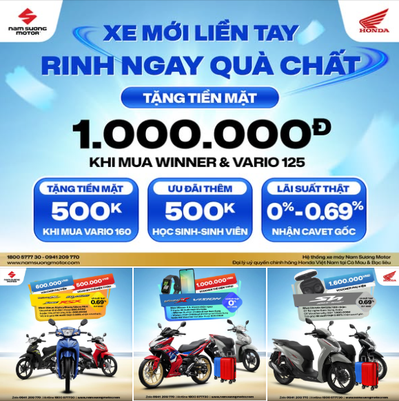 🎁XE MỚI LIỀN TAY - RINH NGAY QUÀ CHẤT: Chương trình khuyến mãi sắp hết, Quý Khách hàng còn chần chừ gì nửa đến HEAD NAM SƯƠNG mua xe ngay hôm nay!!!