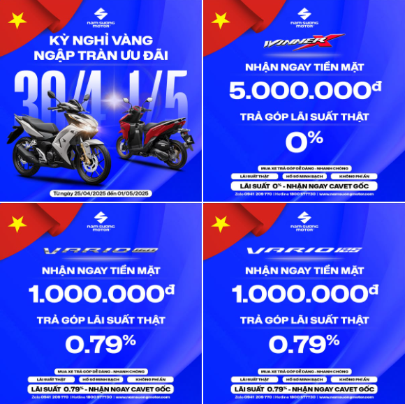 KỲ NGHỈ VÀNG – NGẬP TRÀN ƯU ĐÃI 🔥🔥Lễ này mua xe, nhận ưu đãi siêu khủng tại Nam Sương Motor.