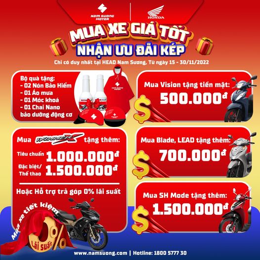 Mua Honda ưu đãi thả ga! - Duy nhất tại hệ thống HEAD Nam Sương.