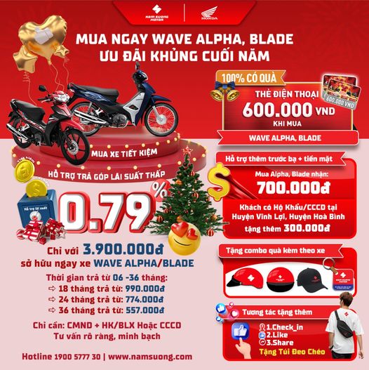MUA NGAY WAVE ALPHA, BLADE - ƯU ĐÃI KHỦNG ĐÓN CHÀO NĂM MỚI!