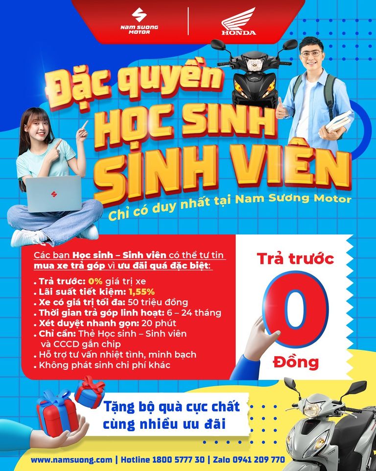 Đặc biệt đặc quyền dành cho các bạn 𝗛𝗼̣𝗰 𝗦𝗶𝗻𝗵 - 𝗦𝗶𝗻𝗵 𝗩𝗶𝗲̂𝗻 mua xe 𝘁𝗿𝗮̉ 𝘁𝗿𝘂̛𝗼̛́𝗰 𝟬 đ