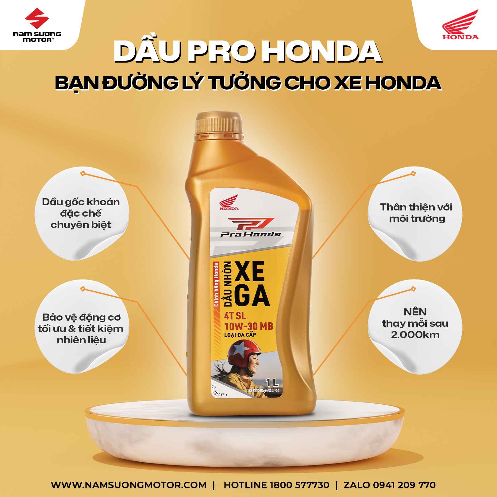 SỬ DỤNG DẦU PRO HONDA CHÍNH HÃNG!