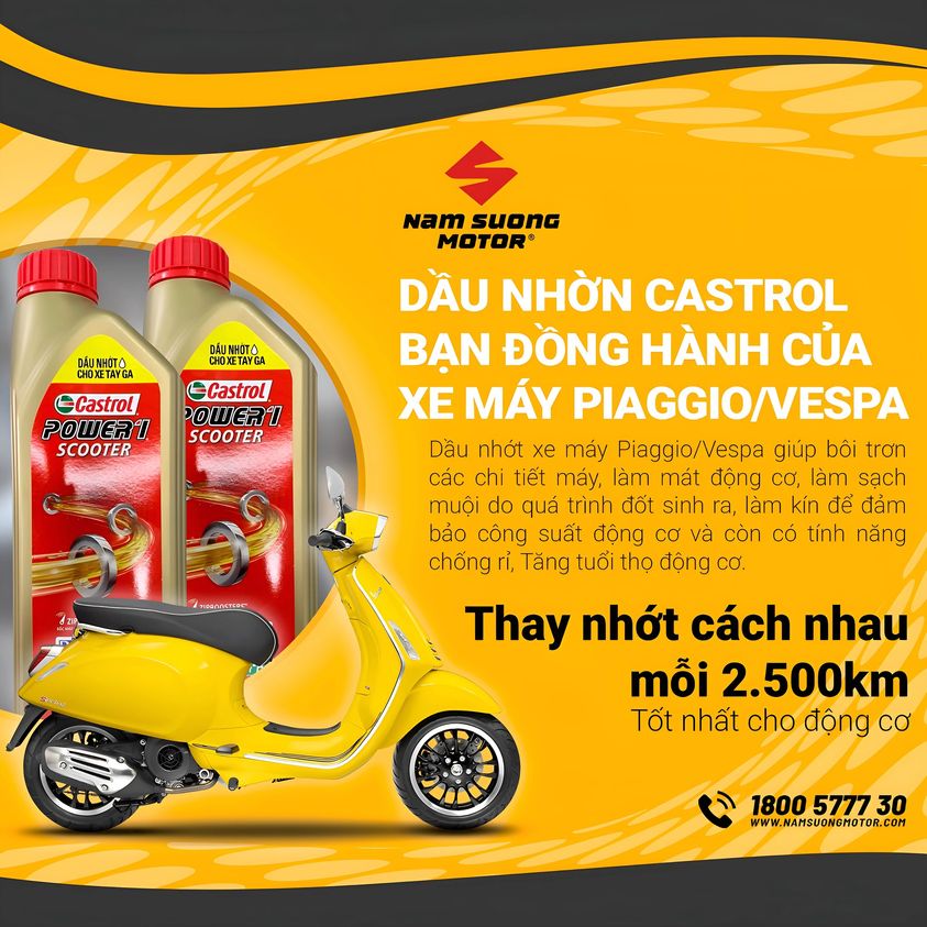 DẦU NHỜN CASTROL BẠN ĐỒNG HÀNH CỦA XE MÁY PIAGGIO/VESPA