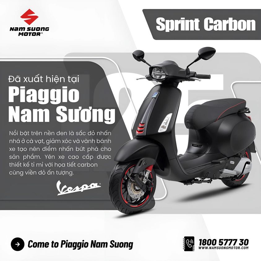 BẠN BIẾT CHƯA? SẢN PHẨM MỚI VESPA SPRINT CARBON HIỆN ĐÃ CÓ MẶT TẠI CỬA HÀNG PIAGIGO NAM SƯƠNG😎