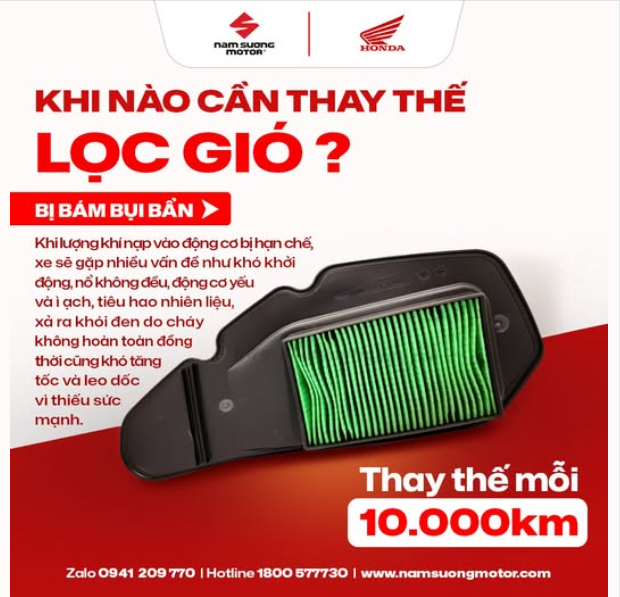 KHI NÀO CẦN THAY LỌC GIÓ XE MÁY?