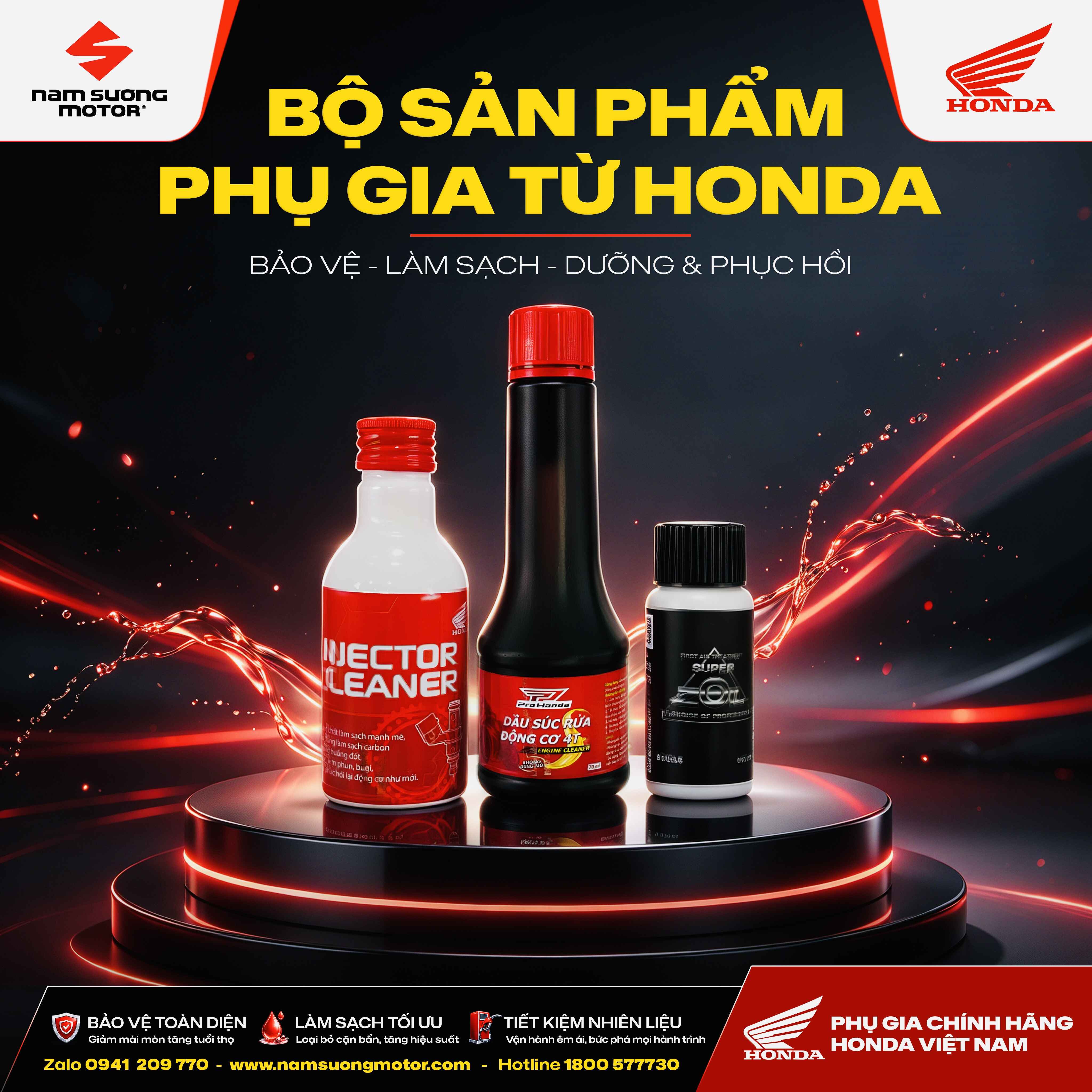 ⚙️ BỘ BA CHĂM SÓC ĐỘNG CƠ Bảo vệ - Làm Sạch - Dưỡng và Phục hồi