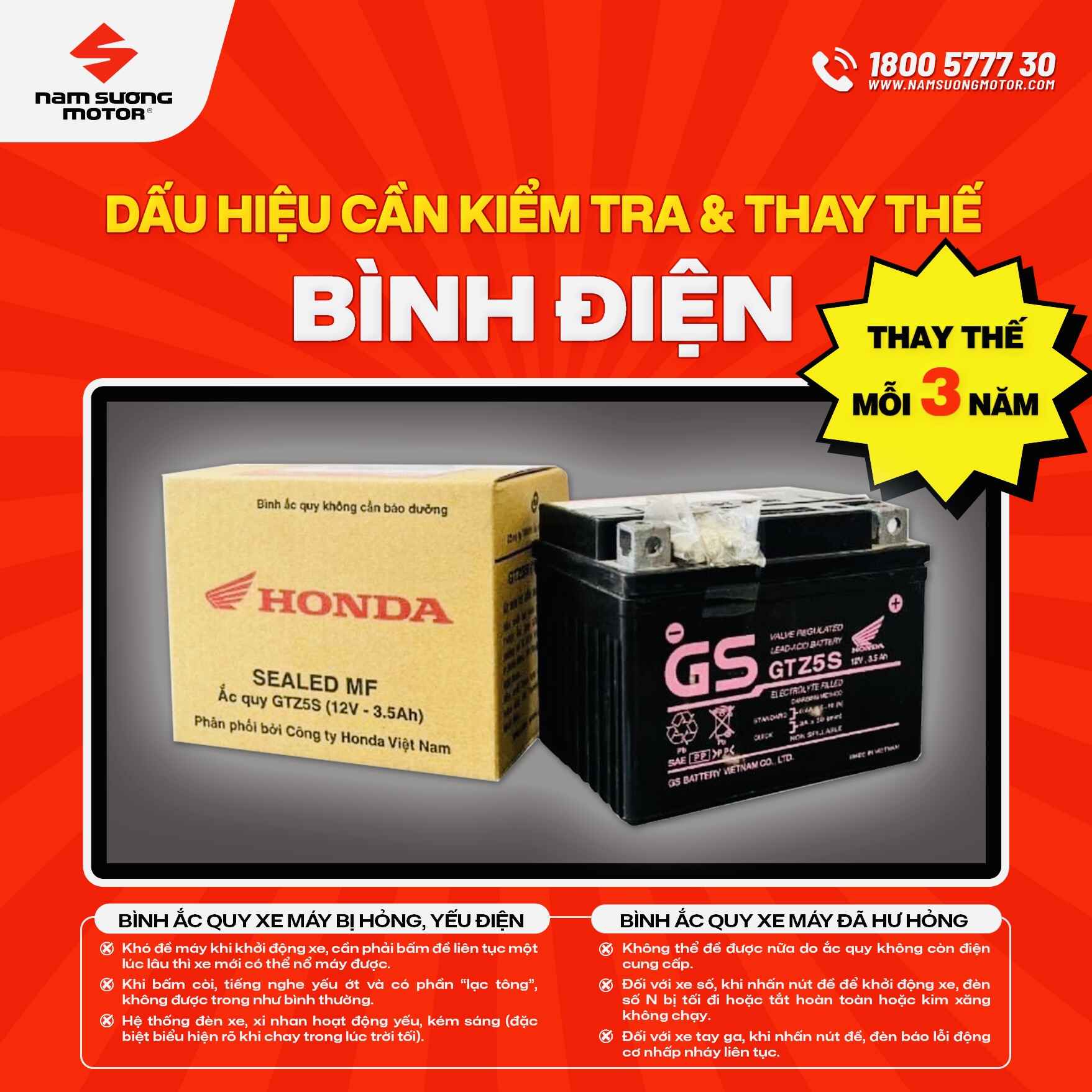 ⚠️ Đã lâu bạn chưa kiểm tra và thay thế bình điện (ắc quy)?