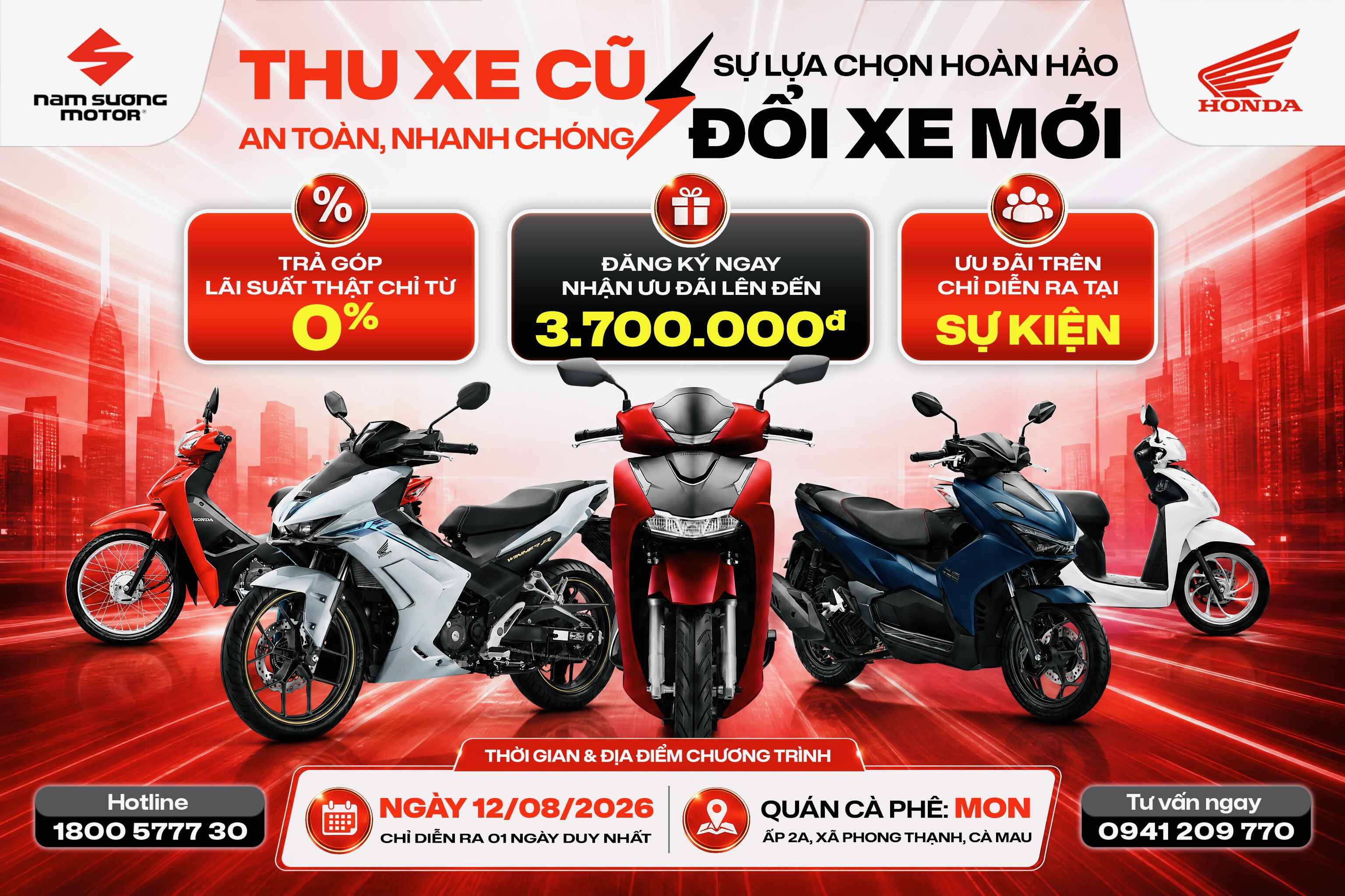 🌟🌟 Nhận hàng loạt ƯU ĐÃI hấp dẫn chỉ dành riêng trong chương trình "THU XE CŨ - ĐỔI XE MỚI" trong ngày 12/08 tại Cà Mau 🌟🌟