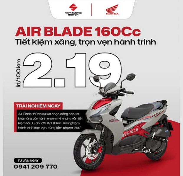 AIR BLADE 160CC – TIẾT KIỆM XĂNG, TRỌN VẸN HÀNH TRÌNH