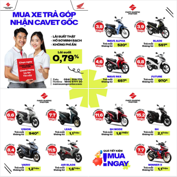 👍 ĐỂ TĂNG TÍCH LŨY HÃY CHỌN MUA XE TIẾT KIỆM tại NAM SƯƠNG MOTOR