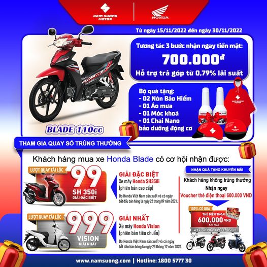 Mua Honda Blade - QUÀ KHỦNG BẤT NGỜ - ƯU ĐÃI CHẤT ❤️
