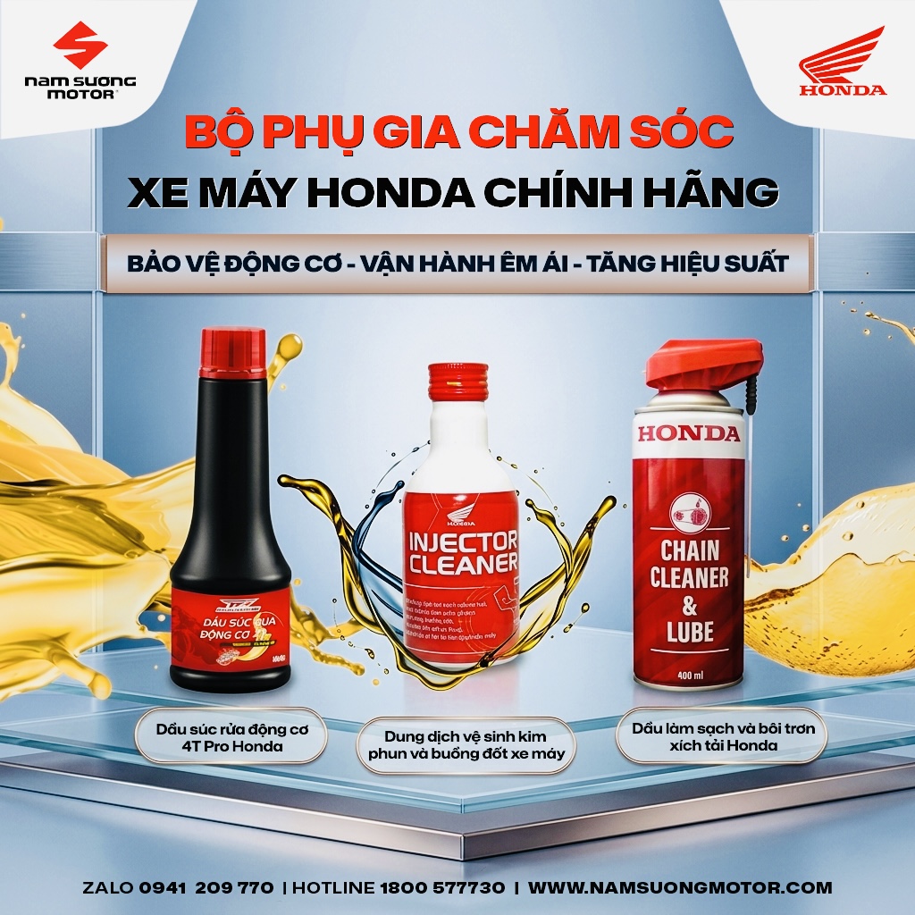 🚀 BỘ 3 PHỤ GIA CHĂM SÓC XE MÁY HONDA CHÍNH HÃNG 🏍️