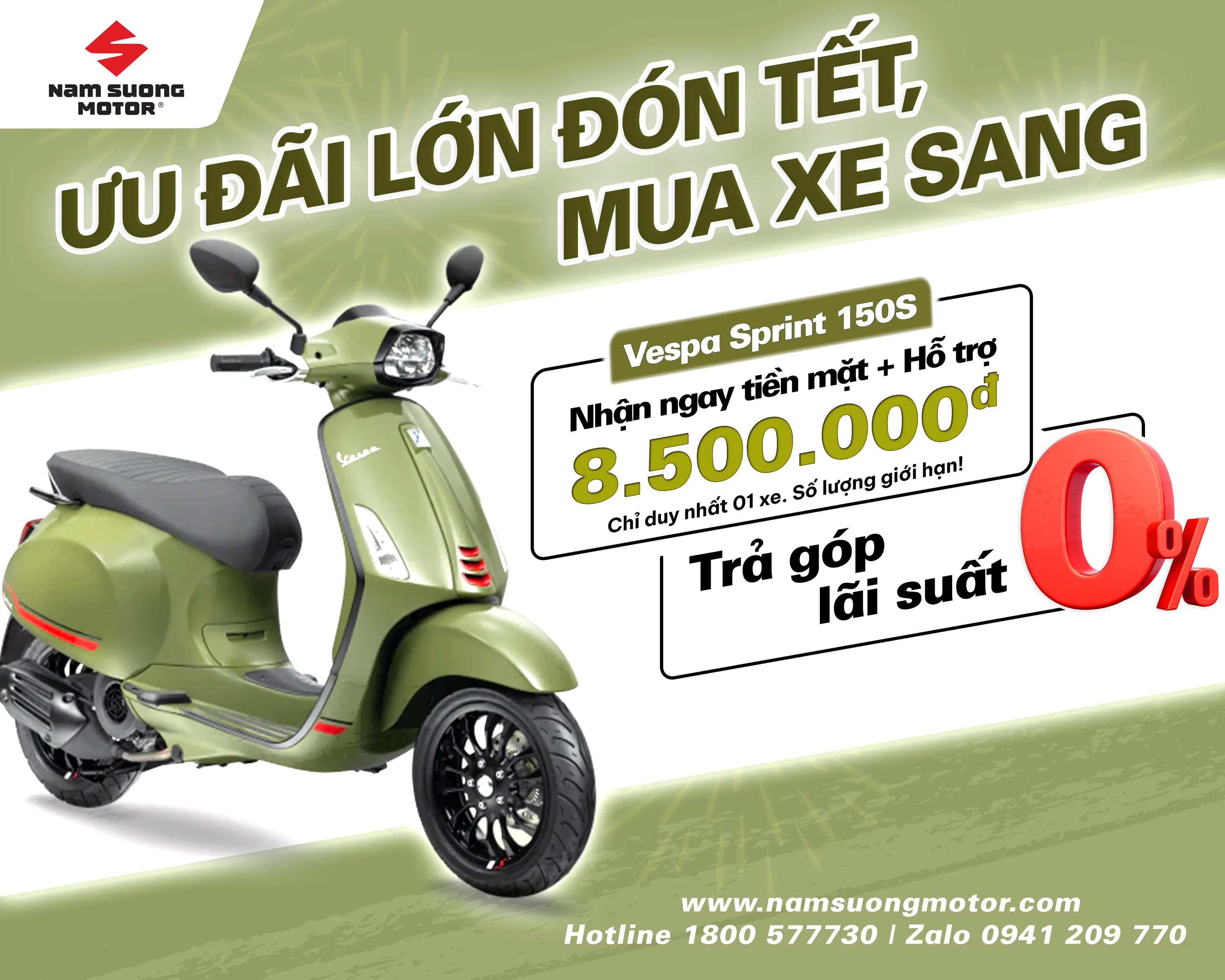 🧧SẮM VESPA SPRINT 150 ƯU ĐÃI GIẢM 8.500.000 VNĐ (*) Áp dụng từ 16/01 - 31/01/2025