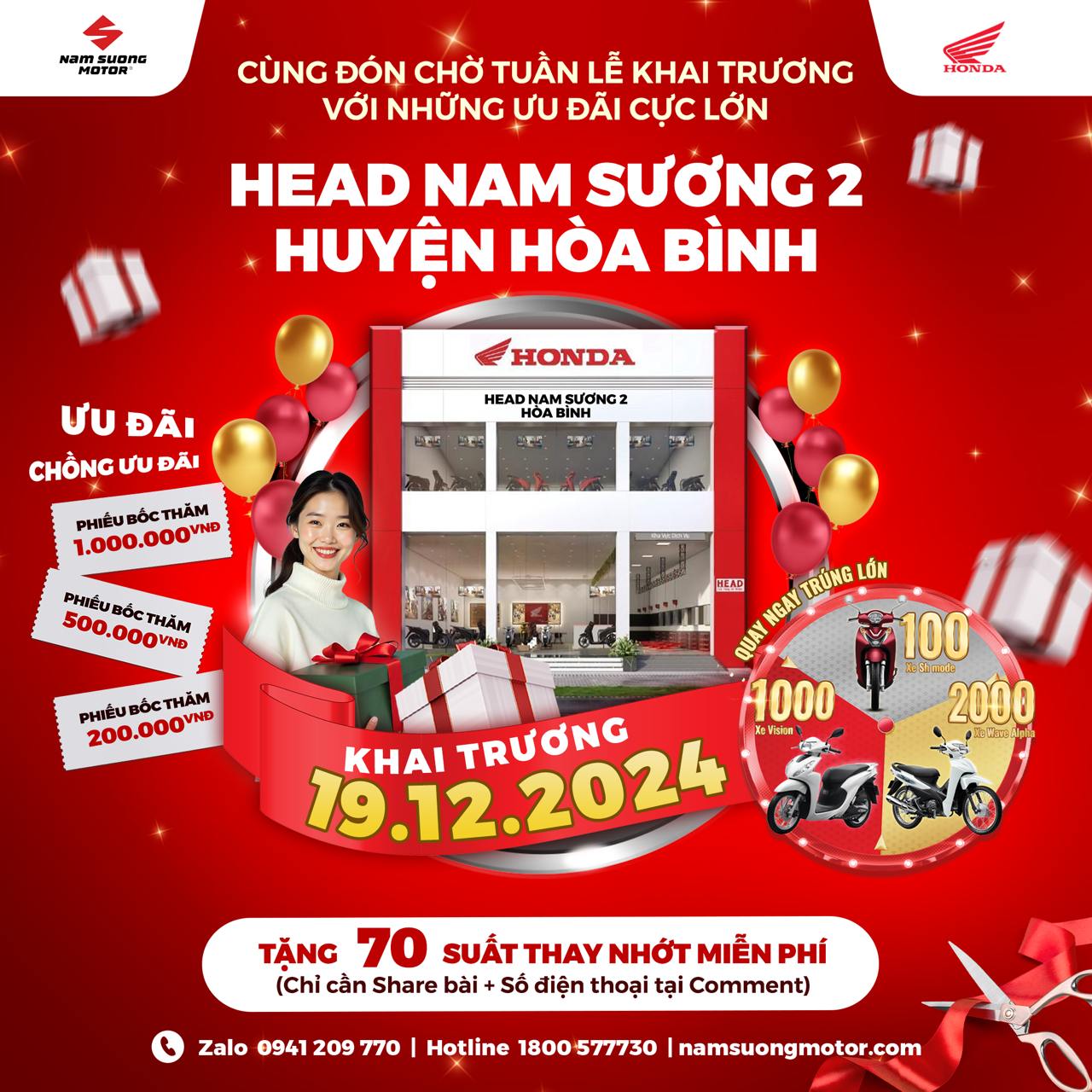😊 HÒA BÌNH ƠI, NAM SƯƠNG MOTOR XIN CHÀO! HEAD NAM SƯƠNG 2 - Sắp có mặt tại HÒA BÌNH rồi đây!!! 🥰