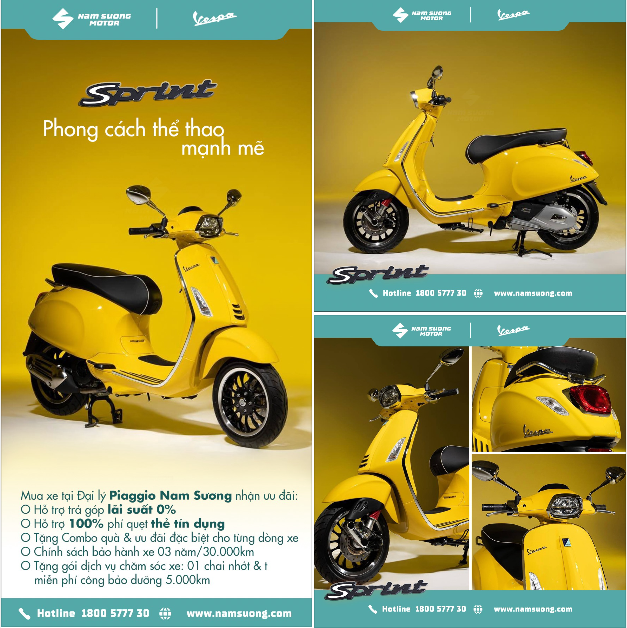 Vespa Sprint 125 với thiết kế thanh lịch và năng động😍