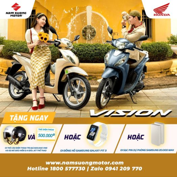 BẠN MUỐN MUA VISION ? ⇢ VẬY MUA VISION Ở ĐÂU ? ⇢ CHÍNH SÁCH GÌ ĐẶC BIỆT ?  RƯỚC XE MÙA KHUYẾN MÃI - RINH ƯU ĐÃI TRIỆU DEAL ➤ Sắm Vision tại HEAD Nam Sương rinh ngay bộ quà tặng: