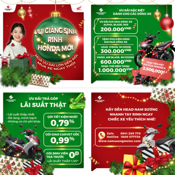 VUI GIÁNG SINH - RINH HONDA MỚI Mùa ưu đãi lớn đến rồi, mua xe ngay thôi, ưu đãi lớn tại HEAD Nam Sương