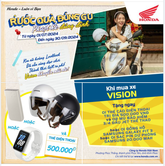 Mua xe Vision xinh, tặng ngay loạt ưu đãi XỊN SÒ.