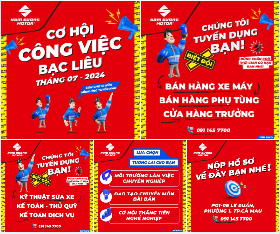 NAM SƯƠNG MOTOR - THÔNG BÁO TUYỂN DỤNG TẠI TP BẠC LIÊU