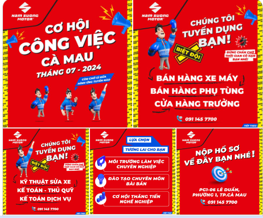 NAM SƯƠNG MOTOR - THÔNG BÁO TUYỂN DỤNG TẠI CÀ MAU
