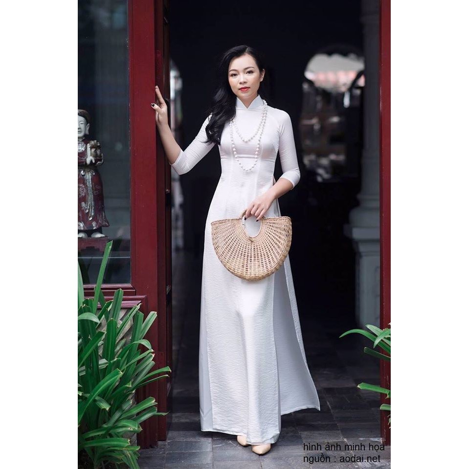 Áo dài trắng nữ sinh Chaang May sẵn lụa tây thi 2 tà dày dặn cho học sinh