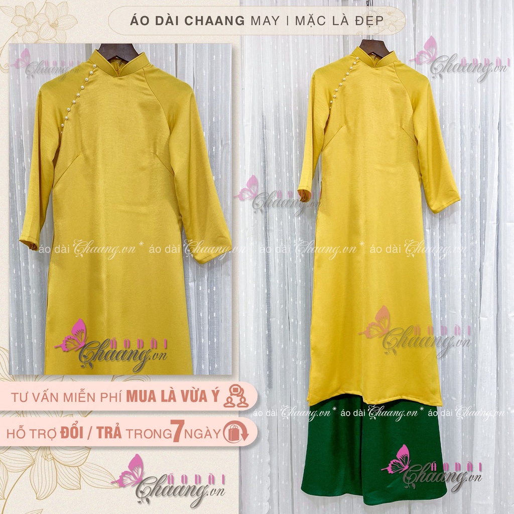 Áo dài cách tân nữ tay lỡ dáng suông xưa Chaang may sẵn lụa bầu xuông rộng che khuyết điểm đẹp ADC109