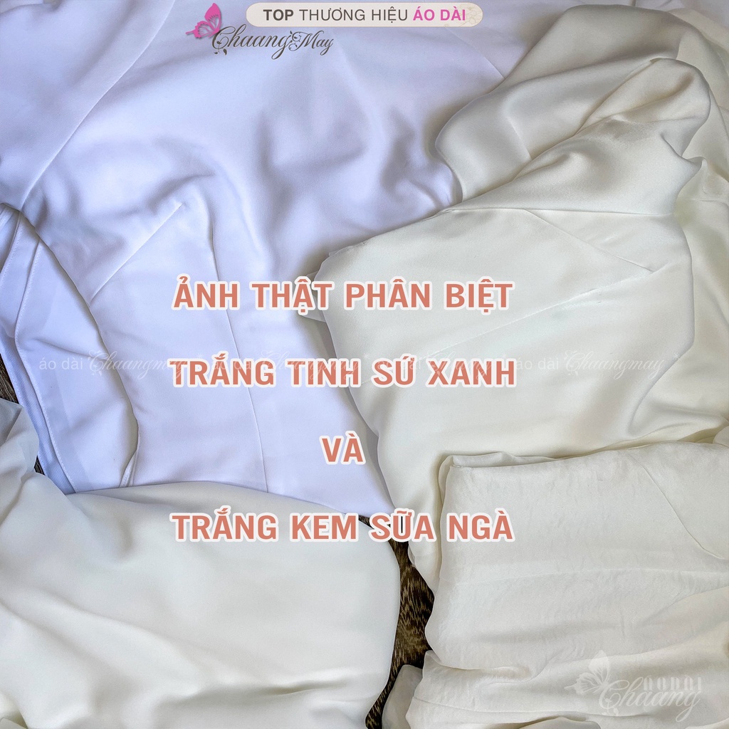 Áo dài trắng đi học nữ học sinh cấp 3 may sẵn truyền thống lụa Mỹ đẹp màu sứ xanh
