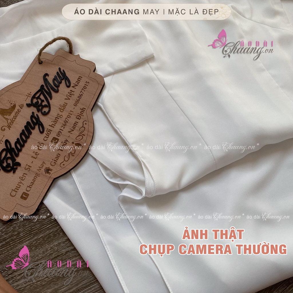 Áo Dài Trắng 4 Tà Truyền Thống May Sẵn Vải Lụa Tằm Trơn Mịn Cao Cấp 2 Lớp Nữ Học Sinh Đi Học Mặc Lễ Tết Đẹp